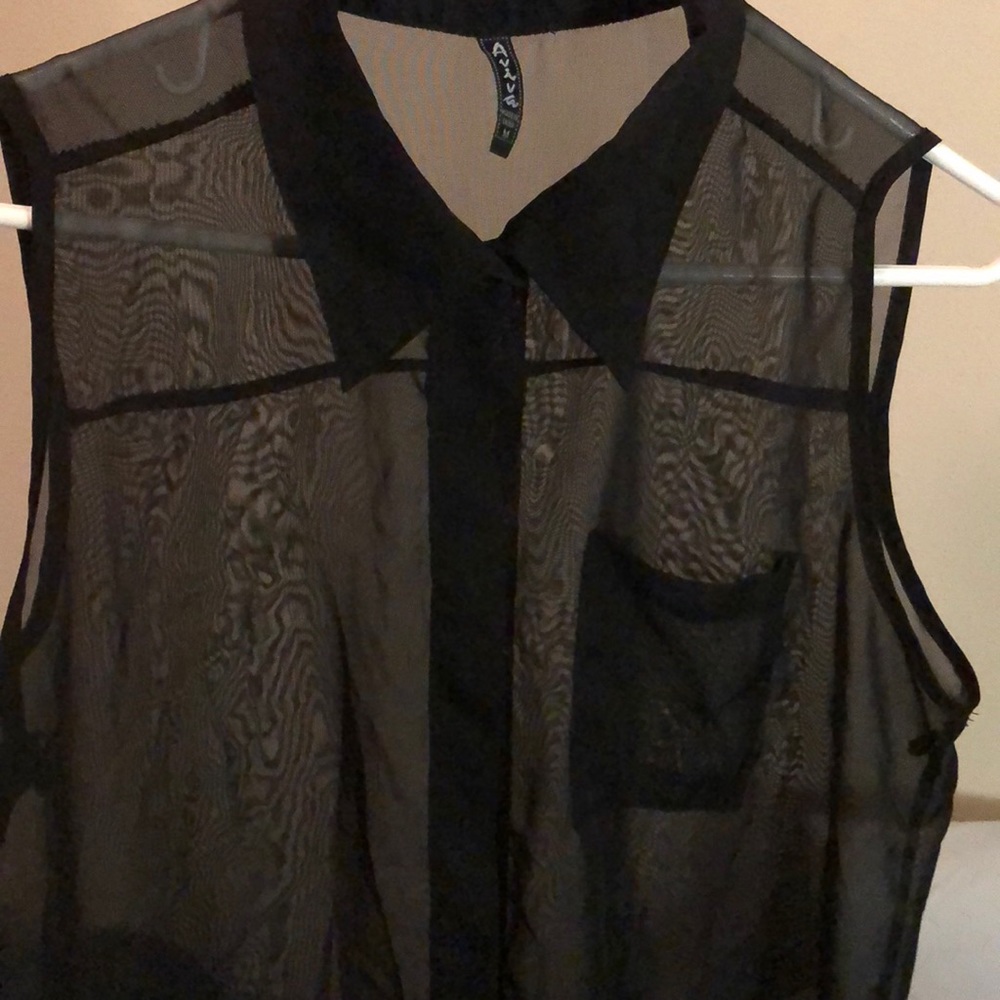 See through black blouse